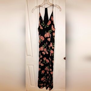 Rose sheer slip dress with front slit